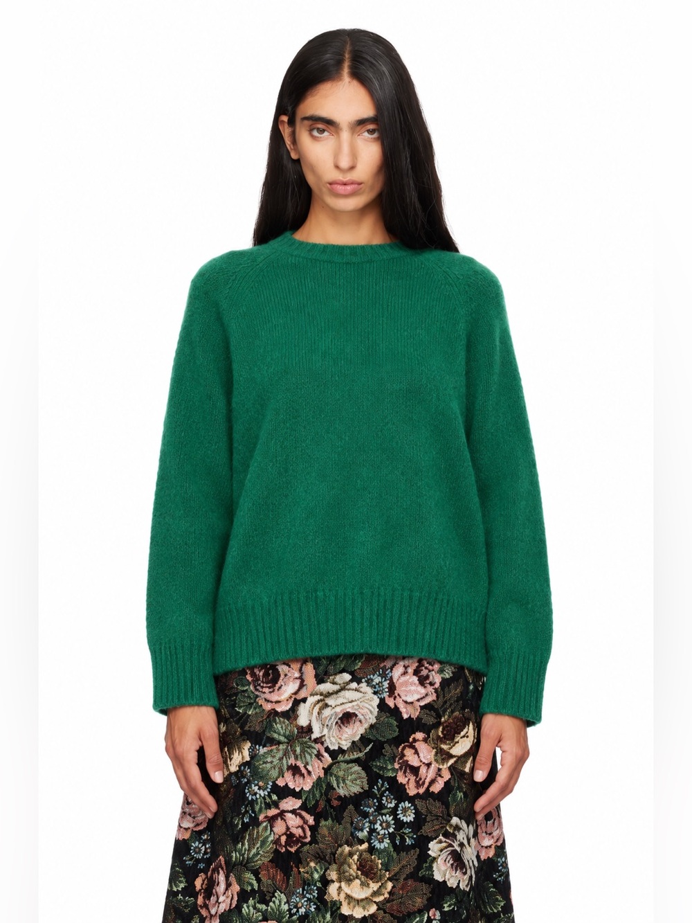 Weekend Max Mara $425 Emerald Green Fuzzy Knit Boxy Sweater Size